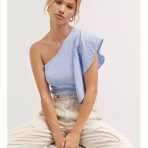 Anthropologie 3x plus size black ruffle one shoulder top